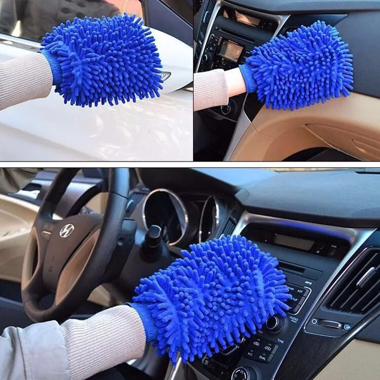 Microfiber Towel Detailing - 1-2 Stück Blaues Mikrofaser-Chenille Auto-Reinigungsset, Autowaschschwamm,